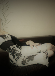 on a leather sofa